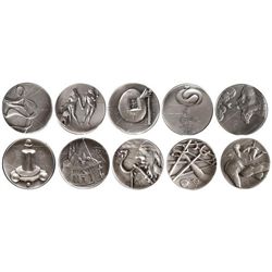 Los 10 Mandamientos. - 1975. - SALVADOR DALÍ. - AR. 10 medallas de plata en dos bloques de metacrila