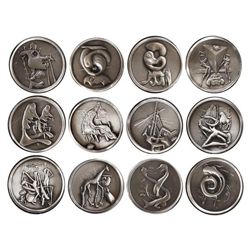 La Conquista del Cosmos. - 1985. - SALVADOR DALÍ. - AR. Colección de 12 medallas en estuche de metac
