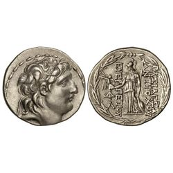 Tetradracma. - 138-128 a.C. - ANTÍOCO VII. - REINO SELÉUCIDA. - Anv.: Cabeza laureada a derecha. Rev