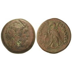 AE 35. - 285-246 a.C. - PTOLOMEO II. - Anv.: Cabeza de Zeus Amon diademado a derecha. Rev.: Águila s