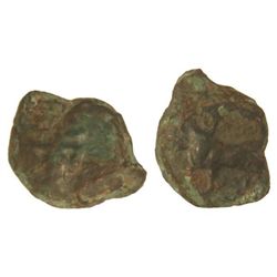 1/4 Calco. - EBUSUS. - Anv.: Bes con martillo y serpiente. Rev.: Toro a izquierda. 3,60 grs. Pátina