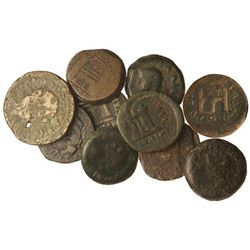 Lote 10 monedas 9 Ases y 1 Dupondio. - EMERITA. - Varias repetidas. A EXAMINAR. BC a MBC-. - -