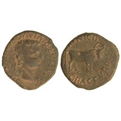 As. - ÉPOCA DE TIBERIO. - GRACURRIS. - Anv.: TI. CAESAR DIVI AVG. F. AVGVSTVS. Cabeza laureada de Ti