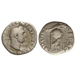 Denario. - 69 d.C. - VITELIO. - Anv.: (A. VITELLIVS G)ERM. IMP. AVG. TR. P. Cabeza laureada a derech