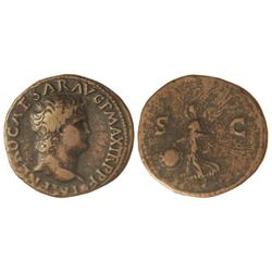 As. - Acuñada el 54-55 d.C. - NERÓN. - Anv.: IMP. NERO CAESAR AVG. P. MAX. TR. P. P. P. Busto a dere