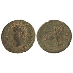 As. - Acuñada el 54-55 d.C. - NERÓN. - Anv.: NERO CAESAR AVG. GERM. IMP. Cabeza laureada a izquierda