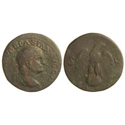 As. - Acuñada el 71 d.C. - VESPASIANO. - Anv.: (IMP.) CAES. VESPASIAN. AVG. COS. III. Cabeza lauread