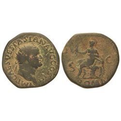 As. - Acuñada el 70-79 d.C. - VESPASIANO. - Anv.: IMP. CAESAR VESP. AVG. (). Cabeza laureada a derec