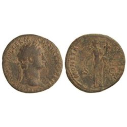 As. - Acuñada el 81-96 d.C. - DOMICIANO. - Anv.: IMP. CAES. DOMIT. AVG. GERM. COS. XV CENS. PER. P.