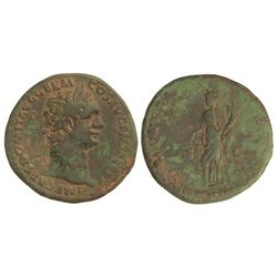 As. - Acuñada el 81-96 d.C. - DOMICIANO. - Anv.: IMP. CAES. DOMIT. AVG. GERM. COS. XV CENS. PER. P.