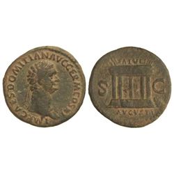 As. - Acuñada el 85 d.C. - DOMICIANO. - Anv.: IMP. CAES. DOMITIAN. AVG. GERM. COS. XI. Cabeza laurea