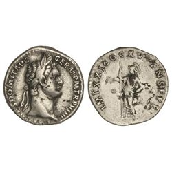 Denario. - Acuñada el 89-90 d.C. - DOMICIANO. - Anv.: IMP. CAES. DOMIT. AVG. GERM. P. M. TR. P. VIII