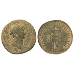 Dupondio. - Acuñada el 104-110 d.C. - TRAJANO. - Anv.: IMP. CAES. NERVAE TRAIANO AVG. GER. DAC. P. M