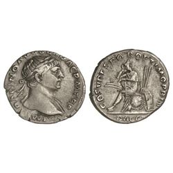 Denario. - Acuñada el 103-112 d.C. - TRAJANO. - Anv.: IMP. TRAIANO AVG. GER. DAC. P. M. TR. P. Busto