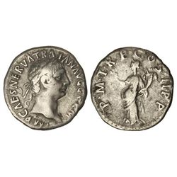 Denario. - Acuñada el 98-111 d.C. - TRAJANO. - Anv.: IMP.CAESAR.NERVA.TRAIAN.AVG.GERM. Busto lauread