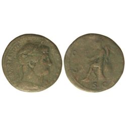 Sestercio. - Acuñada el 125-128 d.C. - ADRIANO. - Anv.: HADRIANVS AVGVSTVS. Cabeza laureada a derech