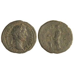 As. - Acuñada el 151-152 d.C. - ANTONINO PÍO. - Anv.: ANTONINVS AVG. PIVS P. P. TR. P. XV. Cabeza la