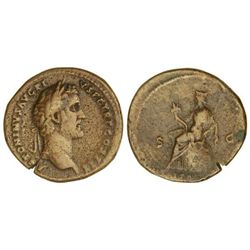 Sestercio. - Acuñada el 140-144 d.C. - ANTONINO PÍO. - Anv.: ANTONINVS AVG. PIVS P. P. TR. P. COS. I
