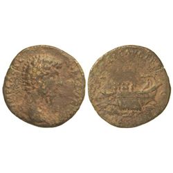 Sestercio. - Acuñada el 162-163 d.C. - LUCIO VERO. - Anv.: IMP. CAES. L. (AVREL. VERVS AVG.). Cabeza