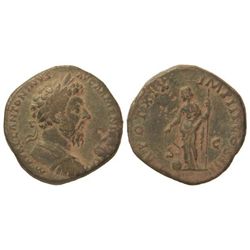 Sestercio. - Acuñada el 165 d.C. - MARCO AURELIO. - Anv.: M. AVREL. ANTONINVS AVG. ARMENIACVS P. M.