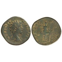 Sestercio. - Acuñada el 161-180 d.c. - MARCO AURELIO. - Anv.: AVRELIVS CAES. AVG. P. II F. Busto des