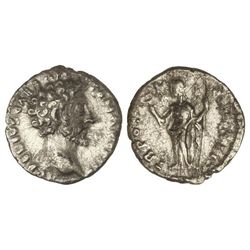 Denario. - Acuñada 156-159 d.C. - MARCO AURELIO. - Anv.: AVRELIVS CAES. ANTON. AVG. PII F. Cabeza de