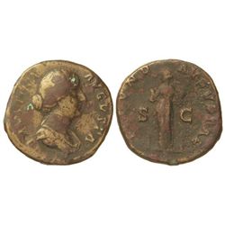 Sestercio. - 175 d.C. - FAUSTINA HIJA. - Anv.: FAVSTINA AVGVSTA. Busto a derecha. Rev.: FECVND. AVGV
