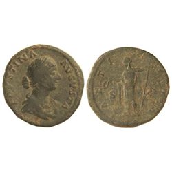 Sestercio. - 175 d.C. - FAUSTINA HIJA. - Anv.: FAVSTINA AVGVSTA. Busto a derecha. Rev.: LAETI(TIA) S