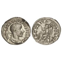 Denario. - Acuñada el 241 d.C. - GORDIANO III. - Anv.: IMP. GORDIANVS PIVS FEL. AVG. Busto laureado