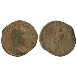 Sestercio. - Acuñada el 244-249 d.C. - FILIPO I. - Anv.: IMP. M. IVL. PHILIPPVS AVG. Busto laureado