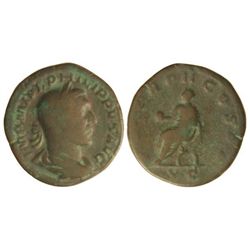 Sestercio. - Acuñada el 245 d.C. - FILIPO I. - Anv.: IMP. M. IVL. PHILIPPVS AVG. Busto laureado a de