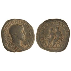 Sestercio. - Acuñada el 246-249 d.C. - FILIPO II. - Anv.: IMP. M. IVL. PHILIPPVS AVG. Busto laureado