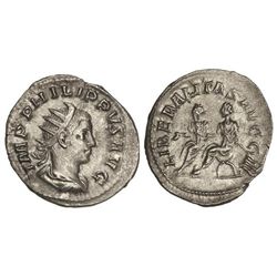Antoniniano. - Acuñada el 247-249 d.C. - - FILIPO II. - Anv.: IMP. PHILIPPVS AVG. Busto radiado a de