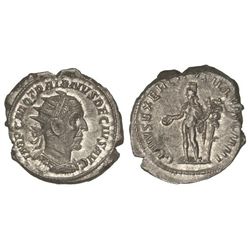 Antoniniano. - Acuñada el 249-251 d.C. - TRAJANO DECIO. - Rev.: GENIVS EXERCITVS ILLVRI CIANI. Genio