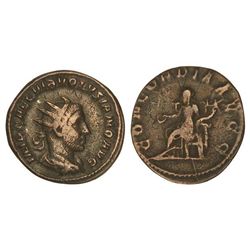 Antoniniano. - Acuñada el 251-253 d.C. - VOLUSIANO. - Rev.: CONCORDIA AVGG. Concordia sentada a izqu