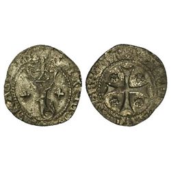 Cornado. - JUAN I. - Anv.: ()IOHANES(...)GRACIA()RE. I coronada entre cruces gruesas. Rev.: NAVA