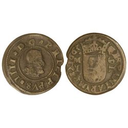 16 Maravedís. - 1663. - MADRID. - Y. - 16 al revés. RARA. Cal-1402 var.; Fon-423. MBC/MBC-. - -