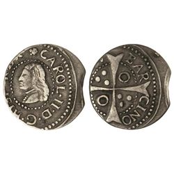 Croat. - BARCELONA. - Anv.: CAROL. Rev.: Anillos en 2º y 3er cuartel. Fecha no visible. (Descentrada