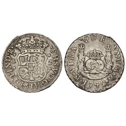2 Reales. - 1742. - MÉXICO. - M. - Columnario. (Golpecitos y rayitas). Cal-1292. MBC-/MBC. - -