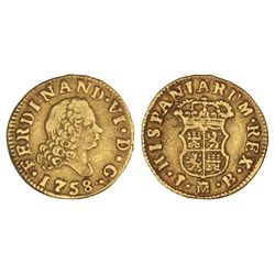 1/2 Escudo. - 1758. - MADRID. - J.B. - Cal-256. MBC-. - -