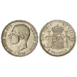 5 Pesetas. - 1882 (*18-82). - M.S.-M. - (Golpecitos). MBC. - -