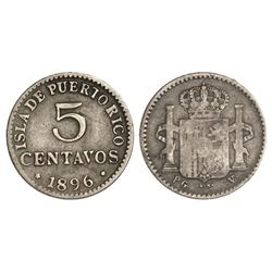 5 Centavos de Peso. - 1896. - PUERTO RICO. - P.G.-V. - (Leves rayitas). MBC/BC+. - -