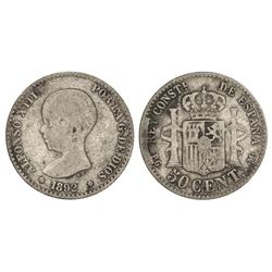 50 Céntimos. - 1892 (*2-2). - P.G.-M. - BC+. - -
