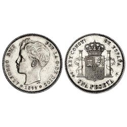 1 Peseta. - 1899 (*18-99). - S.G.-V. - (Leves golpecitos). EBC. - -