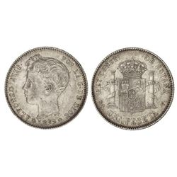 1 Peseta. - 1899 (*18-99). - S.G.-V. - Pátina. EBC-. - -