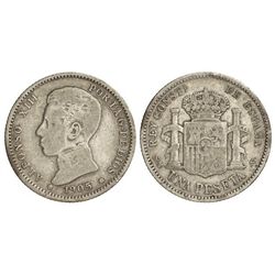 1 Peseta. - 1905 (*19-05). - S.M.-V. - Pátina. BC+. - -