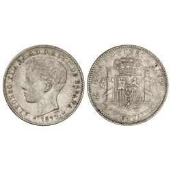 20 Centavos de Peso. - 1895. - PUERTO RICO. - P.G.-V. - (Leves rayitas y golpecitos). MBC/MBC+. - -