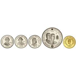 Serie 5 monedas 2.000 (3), 10.000 y 80.000 Pesetas. - 1998. - III CENTENARIO CASA DE BORBÓN. - AR y