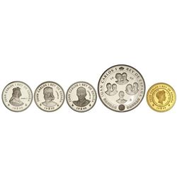 Serie 5 monedas 2.000 (3), 10.000 y 80.000 Pesetas. - 1999. - III CENTENARIO CASA DE BORBÓN. - AR y