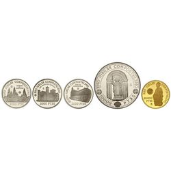 Serie 5 monedas 2.000 (3), 10.000 y 80.000 Pesetas. - 1999 -. AR y AU. Año Jubilar Compostelano. En